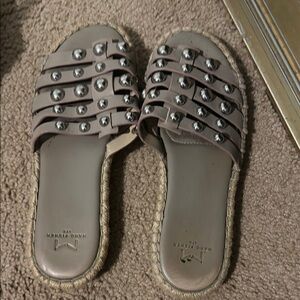 Marc Fisher Gray Studded Sandals